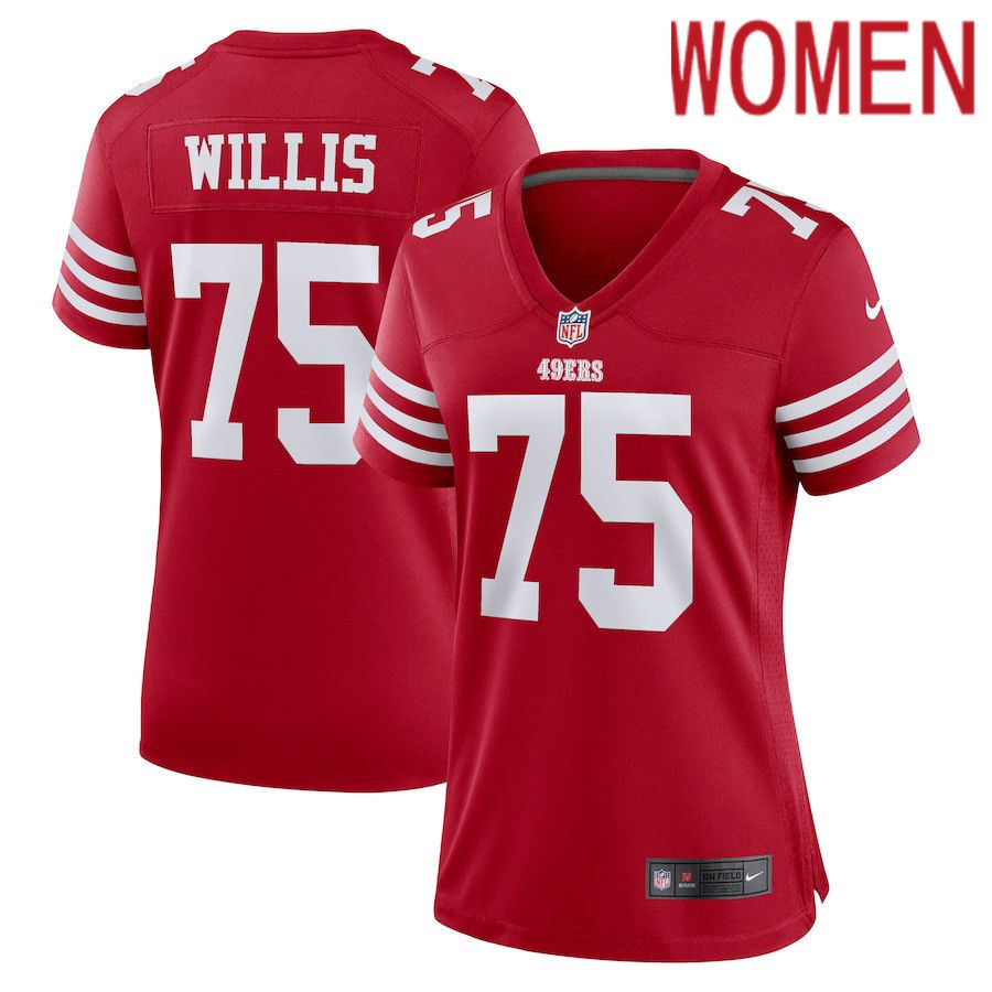 Women San Francisco 49ers #75 Jordan Willis Nike Scarlet Team Game Player NFL Jersey->women nfl jersey->Women Jersey